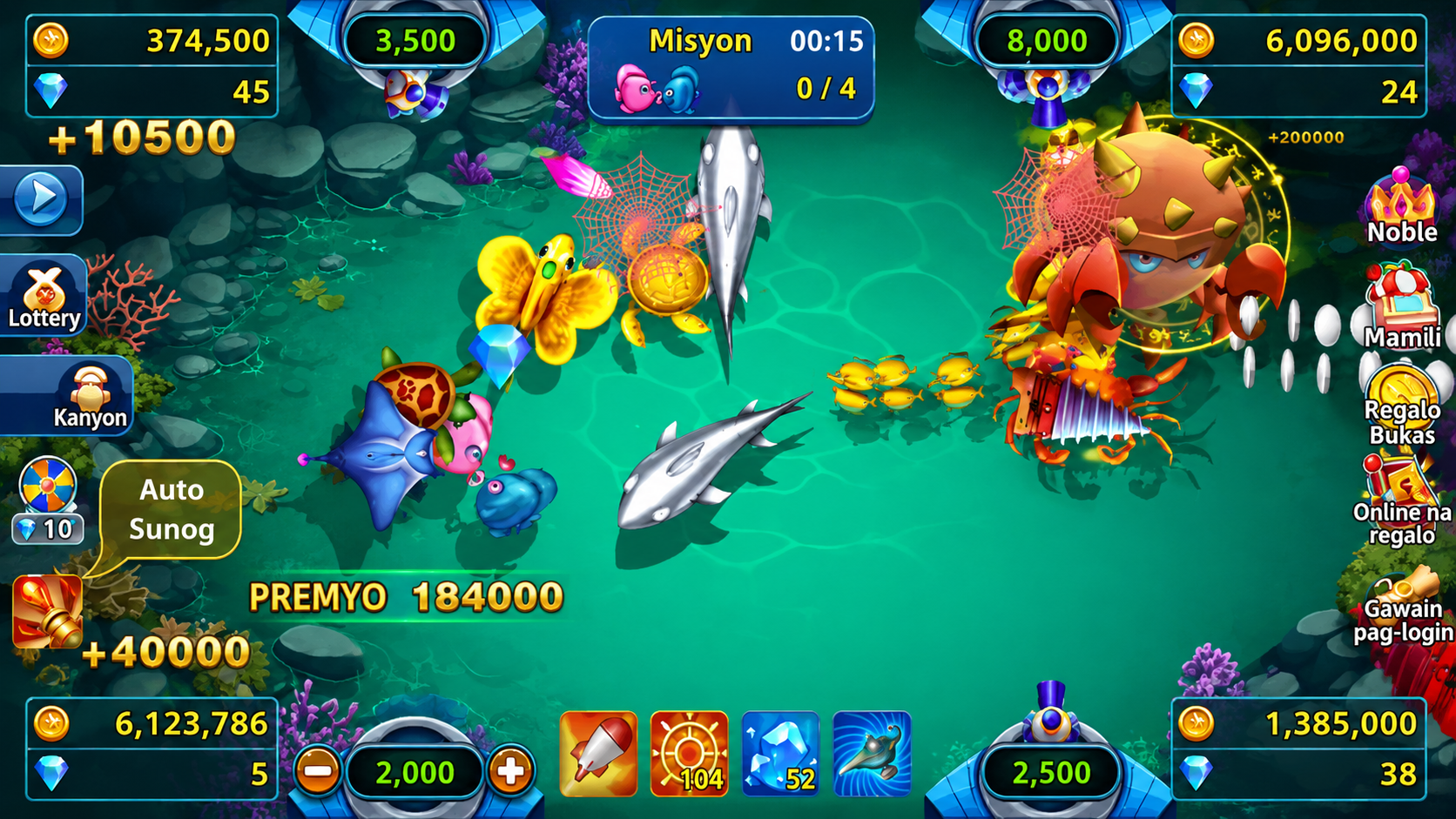 Tangkapan layar gameplay seru dari 77ag yang menampilkan aksi tembak ikan.